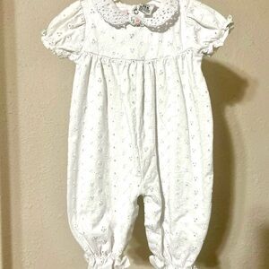 White Eyelet Lace Baby Romper